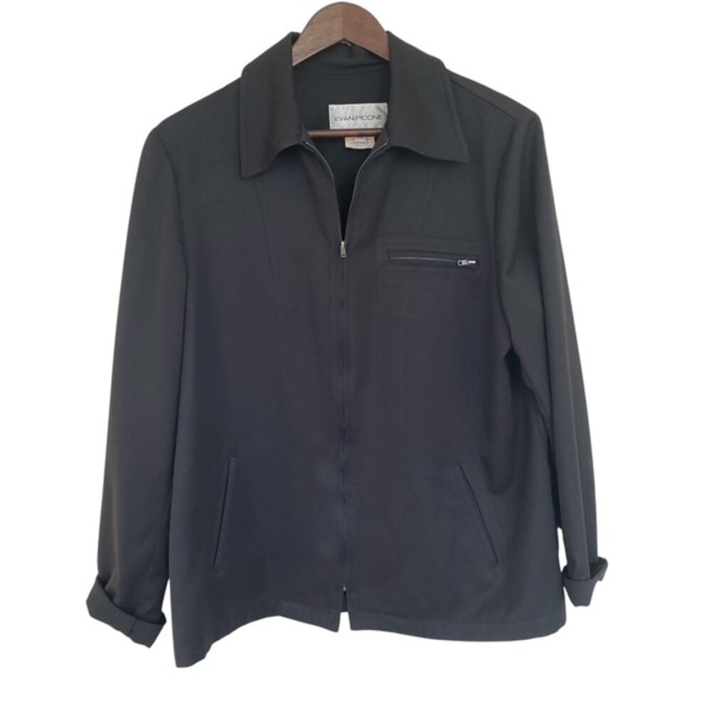 Evan Picone Black Full Zip Lightweight Jacket - Size 14